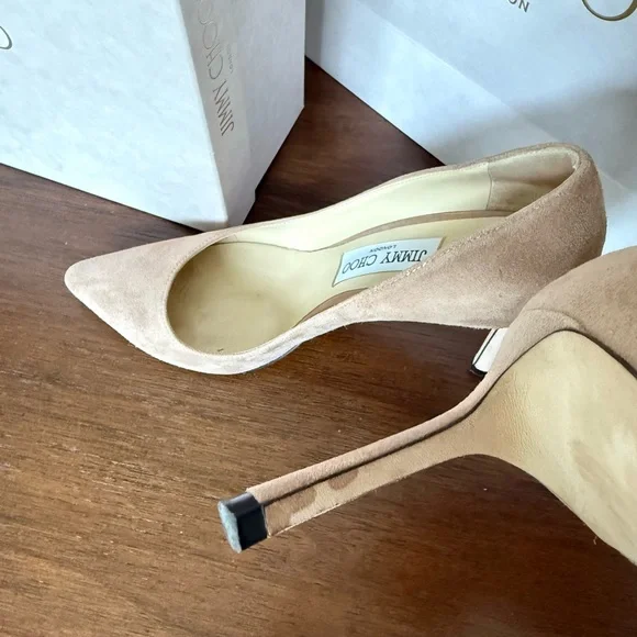 Jimmy Choo Beige Suede Heels - Picture 3 of 10